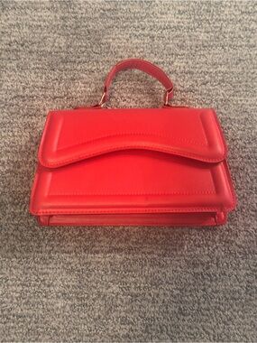 SHEIN Red Structured Top-Handle Satchel